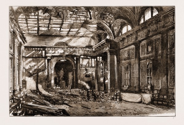 THE DISASTROUS FIRE AT FREEMASONS' HALL, GREAT QUEEN STREET: THE SCENE OF THE CONFLAGRATION,