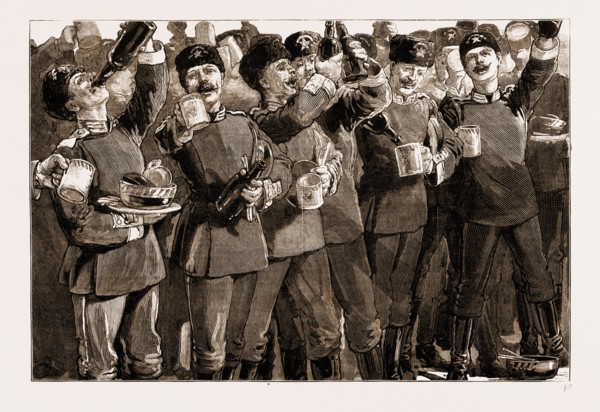 THE CORONATION OF THE CZAR OF RUSSIA, 1883: THE FINISH, THE ARMY DRINKS TO THE CZAR