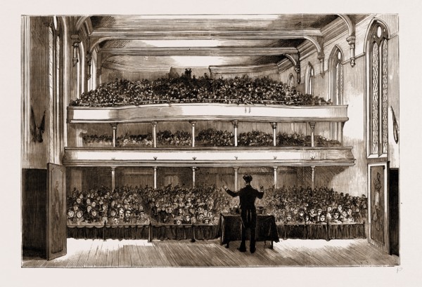THE TERRIBLE DISASTER AT SUNDERLAND, UK, 1883: THE INTERIOR OF THE VICTORIA HALL