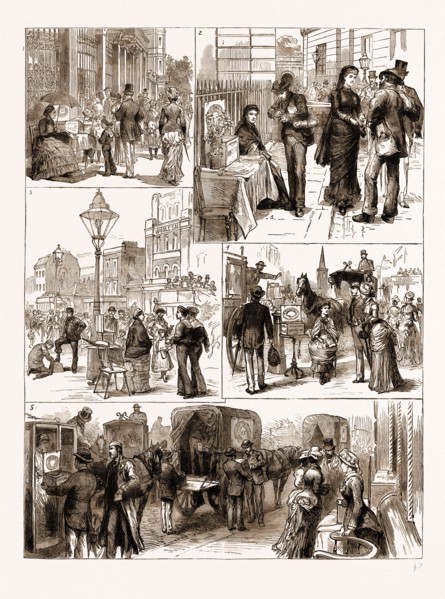 HOSPITAL SATURDAY, SOME STREET NOTES, 1883: 1. Lady Constance Howard Apsley House. 2. Mrs. Grylls