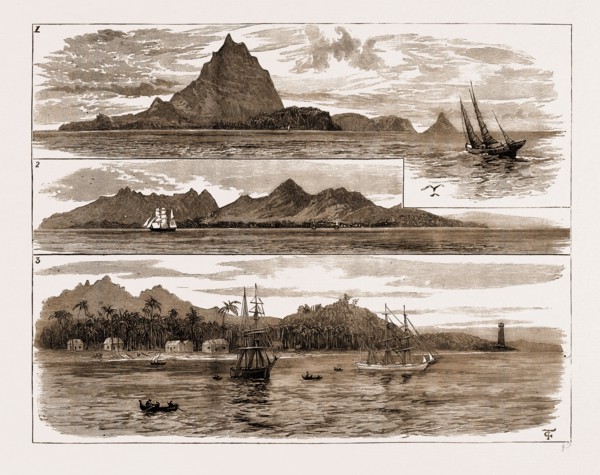 THE VOLCANIC ERUPTION AT JAVA, INDONESIA, VIEWS OF KRAKATOA AND ANJER, NOW COMPLETELY DESTROYED,