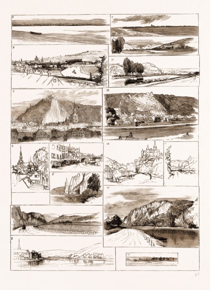 SKETCHES ON THE MEUSE BETWEEN NAMUR AND GIVET, 1883: 1. Parkiston Station and Quay, Harwich, G.E.