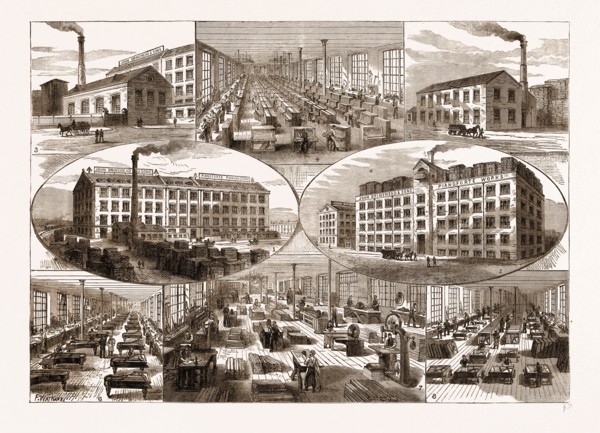 MESSRS. JOHN BRINSMEAD AND SONS' PIANOFORTE WORKS, 1883: 1. UPRIGHT IRON GRAND WORKS. 2. THE NEW