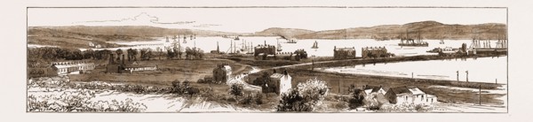 GENERAL VIEW OF LARNE HARBOUR, IRELAND, LATELY VISITED BY SIR STAFFORD NORTHCOTE, 1883