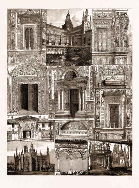 THE CERTOSA OF PAVIA, ITALY, 1883: 1. Third. Window of FaÃ§ade. 2. The Smaller Cloister. 3. Fourth