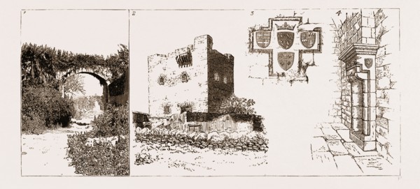 AN ANCIENT TOWER AT COLOSSE, NEAR LIMASOL, CYPRUS, 1883: 1. Aqueduct at Colosse. 2. Exterior of the