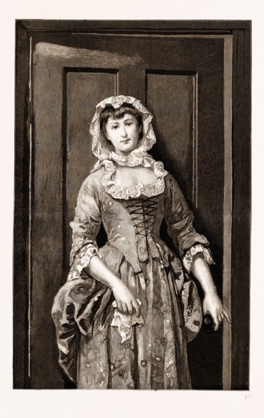 "DOLLY VARDEN", FROM THE PAINTING BY EDGAR HANLEY, EXHIBITED AT THE ROYAL ACADEMY, UK, 1883