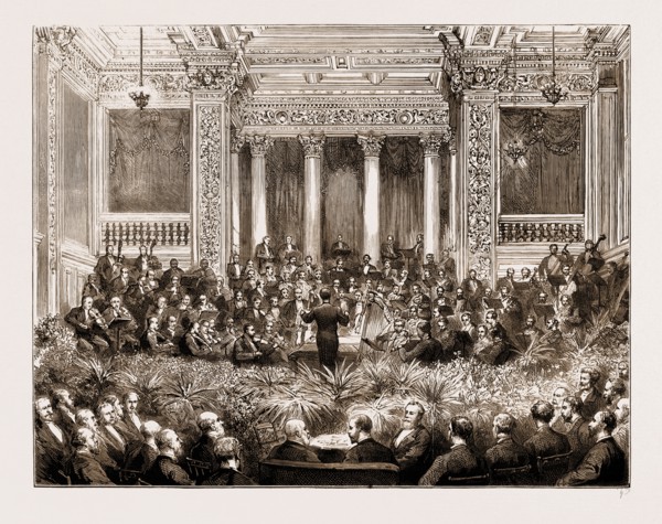 THE PRINCE OF WALES AT THE SMOKING-CONCERT OF THE ROYAL AMATEUR ORCHESTRAL SOCIETY IN THE PRINCE'S