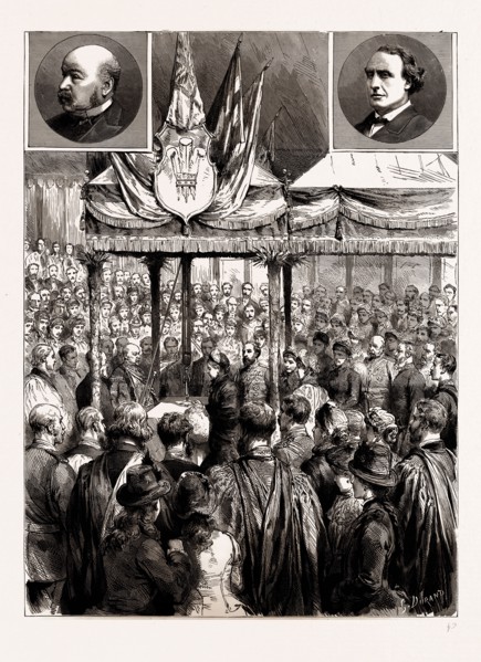 THE QUEEN LAYING THE FOUNDATION-STONE OF THE NEW MEDICAL EXAMINATION HALL ON THE VICTORIA