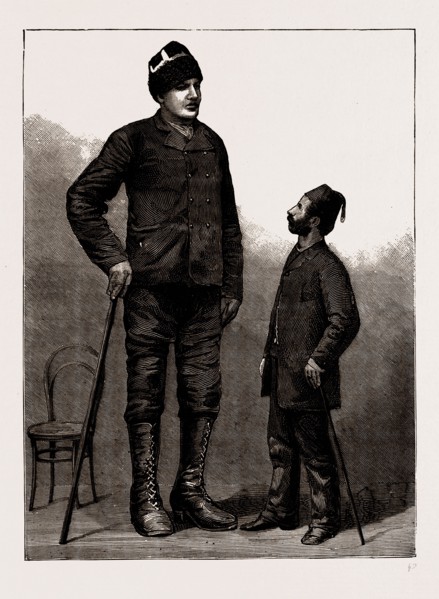 AMANAB, A GREEK GIANT, 1886; He is 7 ft. 9 in. high; 27 in. round the head; 53 in. round the chest;