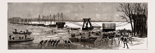 OUR INDIAN FRONTIER RAILWAYS: NEW BRIDGE OVER THE JHELUM AT CHAH NIZAM, PUNJAUB, 1886