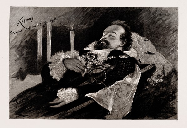 THE DEATH OF KING LUDWIG II. OF BAVARIA: THE KING LYING IN STATE IN THE CHAPEL OF THE OLD PALACE,