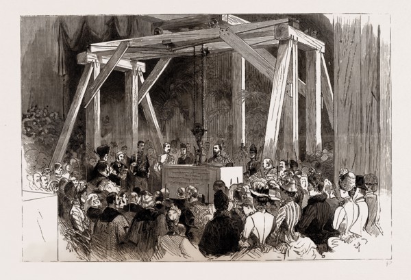 THE LAYING OF THE MEMORIAL STONE OF THE NEW TOWER BRIDGE BY THE PRINCE OF WALES, LONDON, UK, 1886: