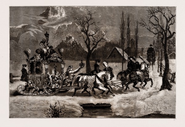 KING LUDWIG OF BAVARIA DRIVING IN HIS SLEDGE, 1886