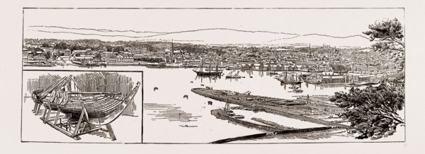 THE VIKING'S SHIP, IN THE MUSEUM, GENERAL VIEW OF CHRISTIANIA, NORWAY, 1886