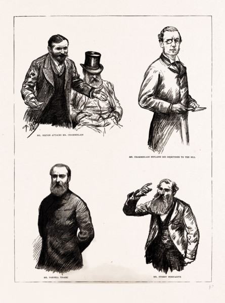 THE HOME RULE DEBATE IN THE HOUSE OF COMMONS, LONDON, UK, 1886: MR. SEXTON ATTACKS MR. CHAMBERLAIN;