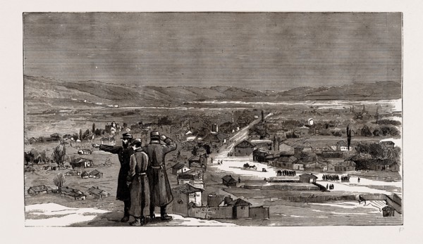 THE WAR BETWEEN SERBIA AND BULGARIA: THE RE-OCCUPATION OF PIROT: VIEW OF THE TOWN AFTER THE ENEMY