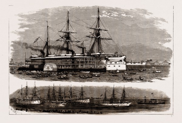 THE EXPEDITION TO UPPER BURMA: TRANSFER OF THE CAPTIVE KING THEEBAW FROM THE STEAMER "THOOREAH" TO