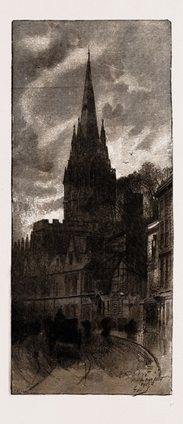 ST. MARY'S, OXFORD, FROM THE HIGH STREET, UK, 1886