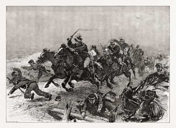 THE GREEK ROUT: AN INCIDENT OF THE STAMPEDE ON THE ROAD TO LARISSA, GREECE, 1897; Panic completely