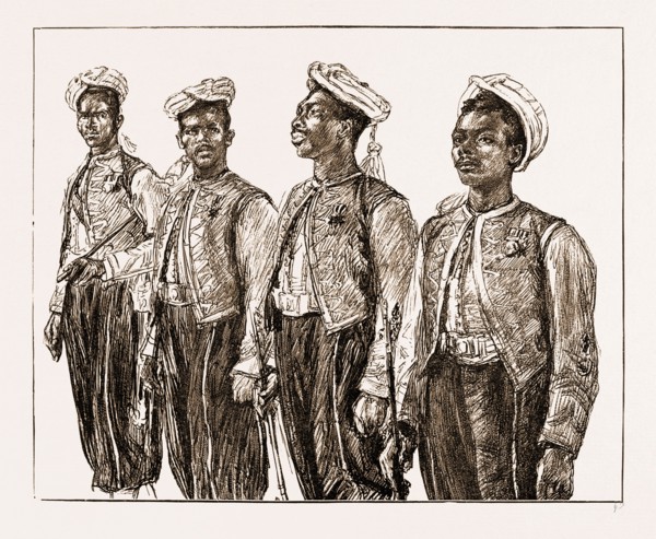 COLONIAL TROOPS WHO TOOK PLACE IN THE JUBILEE PROCESSION, UK, 1897: PRIVATES OF THE SECOND WEST
