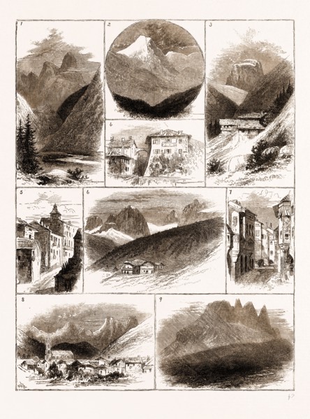 AUSTRIA, TYROL, 1873, I. CIMON DELLA PALA, ROAD THROUGH VALLEY LEADING TO PRIMIERO 2. VIEW NEAR