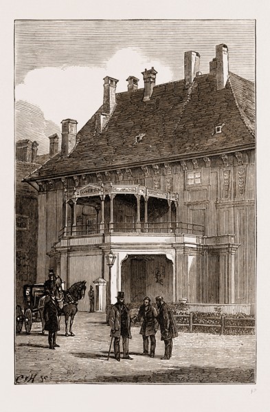 PRIVATE ENTRANCE TO THE EMPEROR'S PALACE, Vienna engraving 1873, Austria