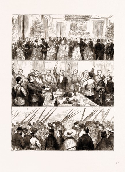 WITHDRAWAL OF EUROPEAN TROOPS FROM JAPAN: 1. Ball to the Officers in the Town Hall. 2. "Auld Lang
