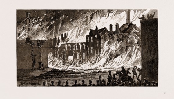 VIEW OF THE FIRE FROM NEWMARKET, LONDON, UK, 1875