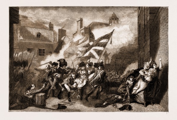 CENTENARY OF THE BATTLE OF JERSEY, 1881: "THE DEATH OF MAJOR PIERSON", FROM THE PAINTING BY JOHN