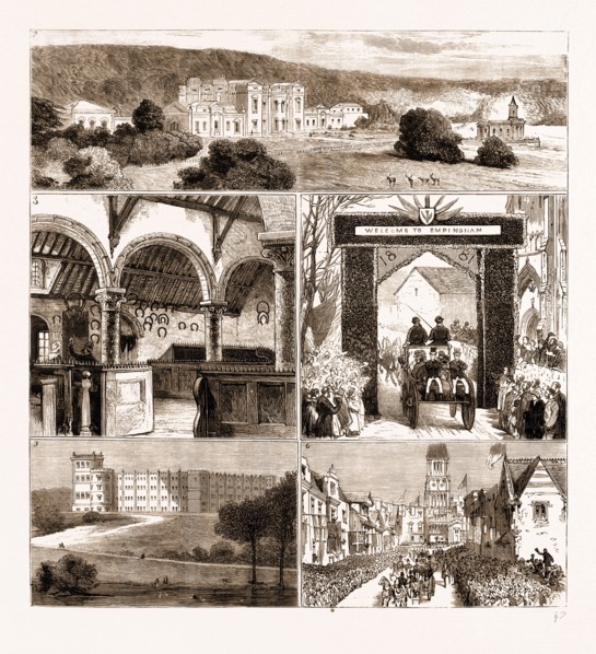 THE PRINCE AND PRINCESS OF WALES IN THE MIDLANDS, UK, 1881: 2. Normanton Park. 3. Oakharn Castle,