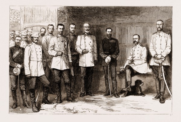 THE LATE CZAR ALEXANDER II.: THE RUSSO-TURKISH WAR: THE CZAR AND HIS STAFF AT GORNY STUDEN, 1877;