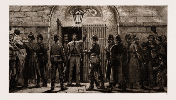 THE LAND AGITATION IN IRELAND, 1881: THE COERCION ACT: ARRIVAL OF "SCRAB" NALLY AT KILMAINHAM