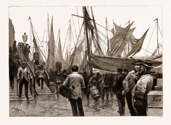 AT BILLINGSGATE, LONDON, UK: EARLY MORNING, 1881