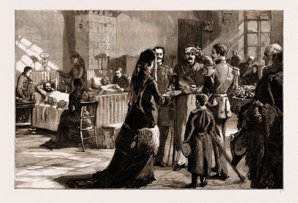 NIHILISM IN RUSSIA, 1881: MEMBERS OF THE IMPERIAL FAMILY VISITING THE SOLDIERS WHO WERE WOUNDED