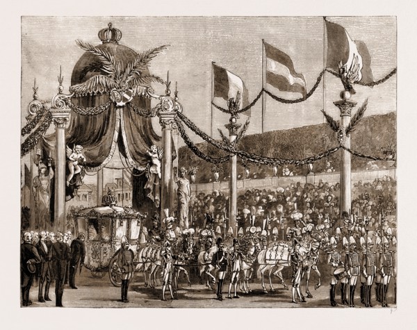 THE ROYAL WEDDING IN AUSTRIA: STATE ENTRY OF THE PRINCESS STEPHANIE INTO VIENNA, 1881: THE