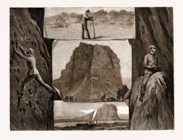 AN ASCENT OF THE MORNE BRABANTE, MAURITIUS, 1881: 1. Distant View of the Mountain from the Sea. 2.