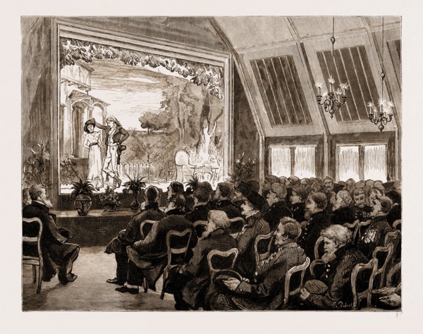 OLD WARRIORS AT THE "THEATRE OF PEACE", CHELSEA PENSIONERS AT AN AMATEUR DRAMATIC PERFORMANCE AT