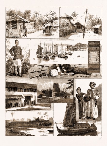 IN THE MALDIVE ISLANDS, INDIAN OCEAN, 1881: 1. A Street in Male Island. 2. The Arena Where Sports