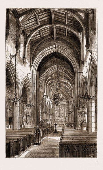 INTERIOR OF ST. NICHOLAS CHURCH, NEWCASTLE, UK, 1881