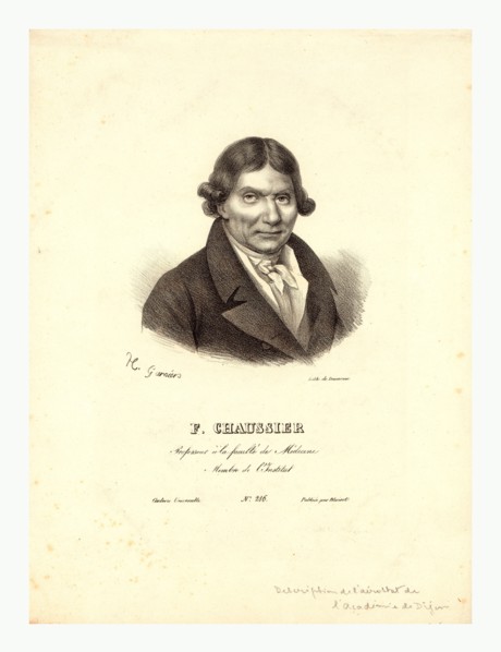 Head-and-shoulders profile portrait of French balloonist J.A.C. Charles, who made the first flight