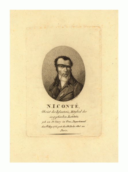 Head-and-shoulders portrait of Nicolas Conte, 1755  1805, who experimented with the use of hydrogen