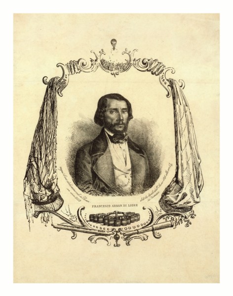 Francesco Arban di Lione, Head-and-shoulders portrait of French balloonist, Francesco Arban,