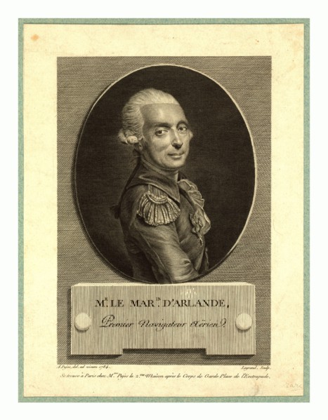 Mr. le maris. d'Arlande, first aerial navigator,  Pujos, André, 1738-1788, artist, Half-length