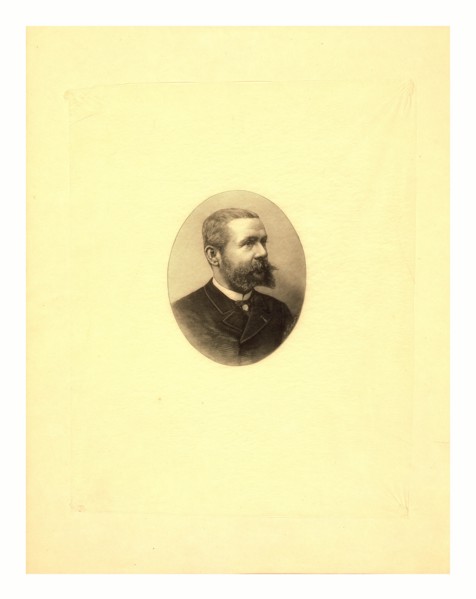 Gaston Tissandier, French balloonist, bust-length oval portrait byH. Thiriat