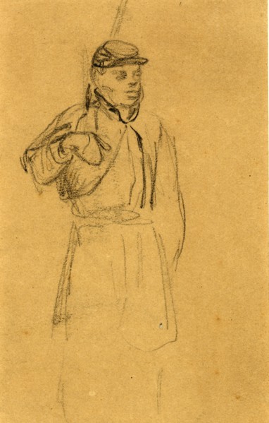 Black soldier, 1862-1865, by Alfred R Waud, 1828-1891, an american artist famous for his American