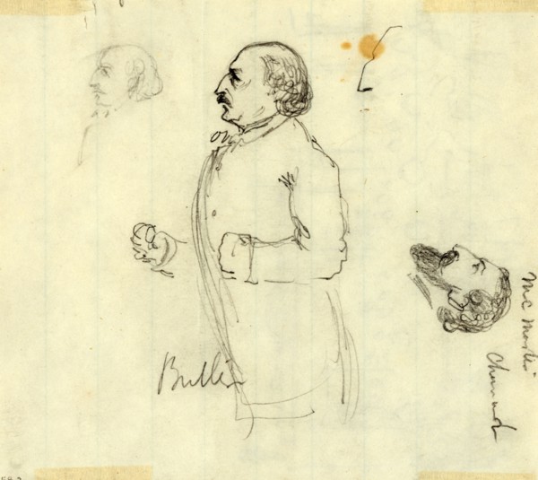 Benjamin Butler, between 1860 and 1865, drawing on white lined paper pencil, 13.0 x 11.3 cm.