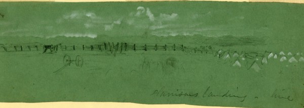 Harrisons landing-line, 1862 July-August, drawing, 1862-1865, by Alfred R Waud, 1828-1891, an