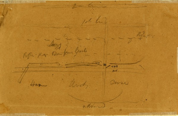 Map of battlefield, 1860-1865, drawing, 1862-1865, by Alfred R Waud, 1828-1891, an american artist