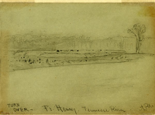 Ft. Henry. Tennessee River, 1862 ca. January-March, drawing, 1862-1865, by Alfred R Waud,